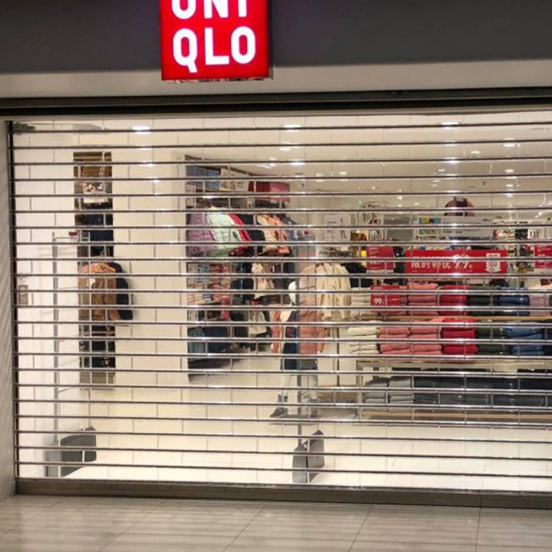 Shop front transparent rolling shutter door| clear shop roller shutter PC315 1