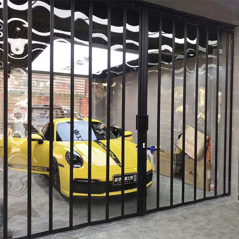 Full view commercial security polycarbonate folding door | clear accordion door china manufacturer 1