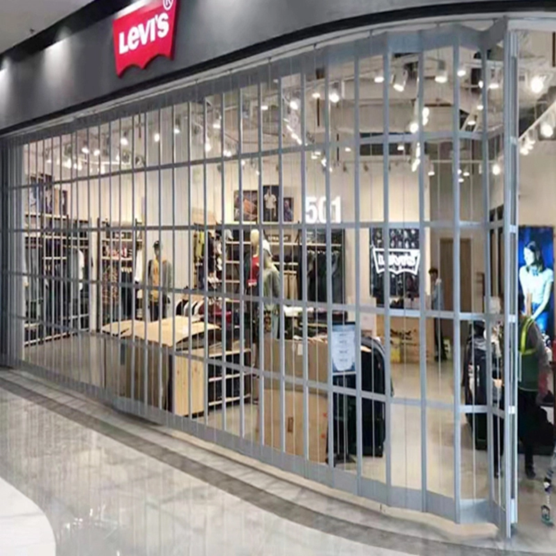 Aluminum sliding folding doors shop security grilles 1