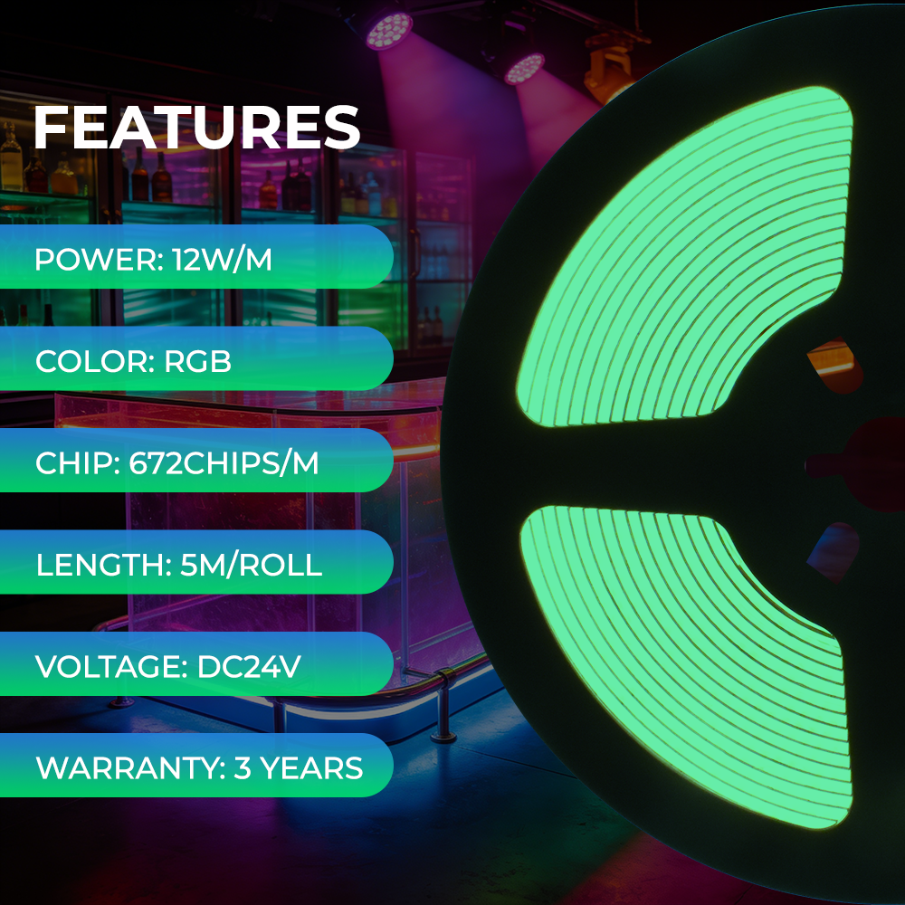 672chips RGB COB LED Strip Light VH-672A-024 2