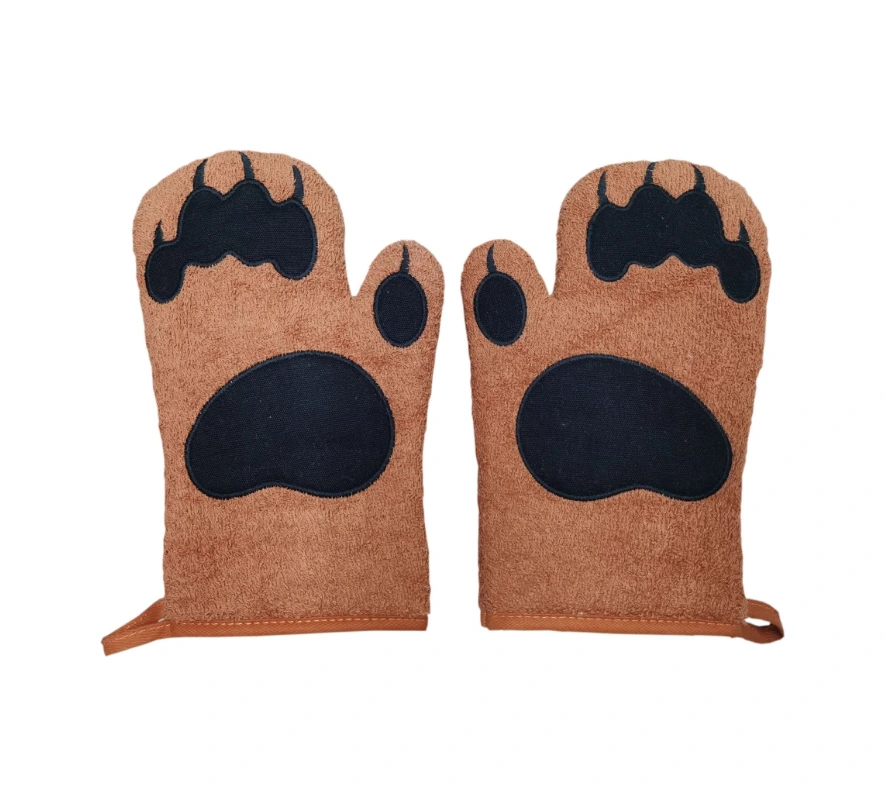 Embroidered Bear's Paw Oven Mitt Animal Shape Oven Glove 1