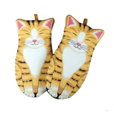 3d Cartoon Cat Paws Oven Mitt Cotton Baking Insulation Microwave Heat Resistant Non-slip Cat Shape Oven Glove 1