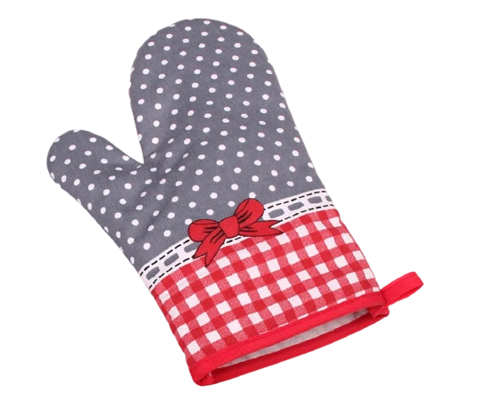 Kitchen baking oven glove oven mitt with printed bowknot 1