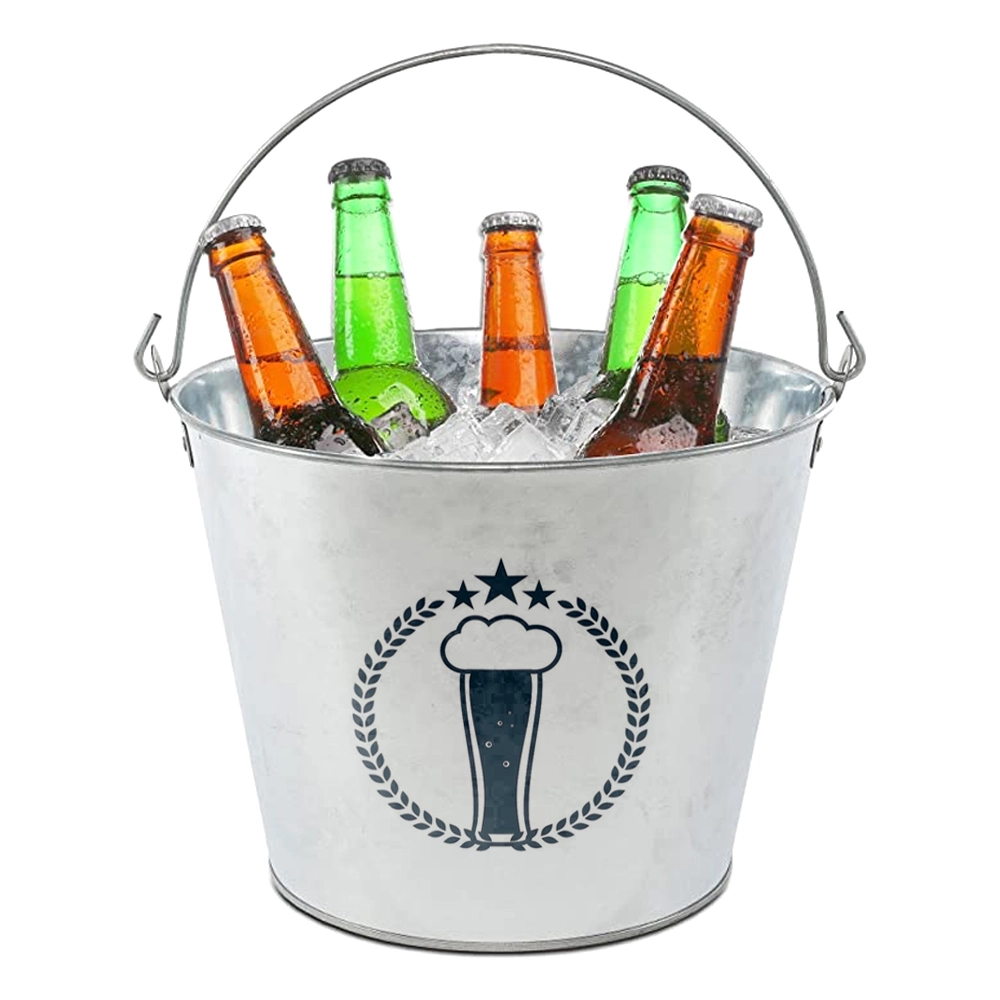 5QT Beer Ice Bucket Galvanized Iron Beverage Tub 1