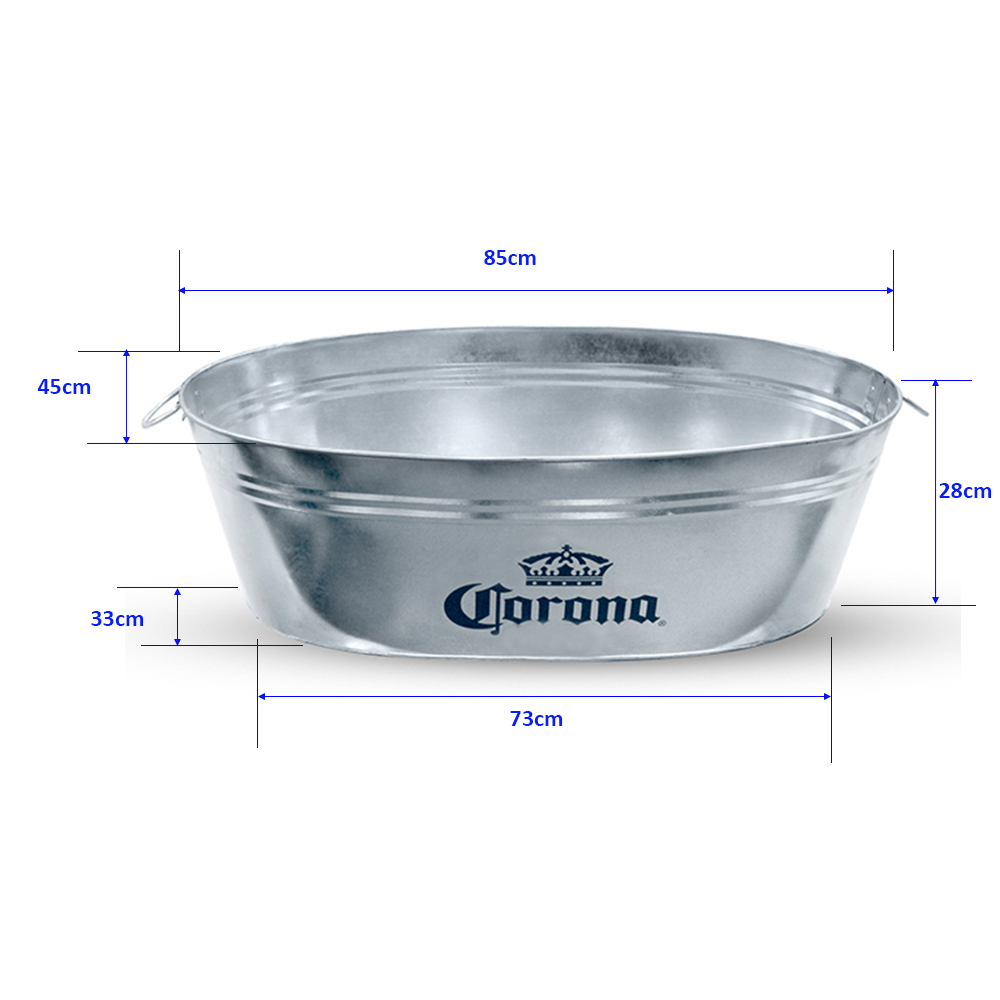 Cubo de hielo ovalado Corona 66l Cubo de cerveza de lata de metal galvanizado grande Proveedores 7