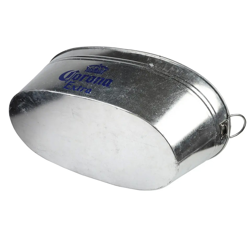 Cubo de hielo ovalado Corona 66l Cubo de cerveza de lata de metal galvanizado grande Proveedores 4