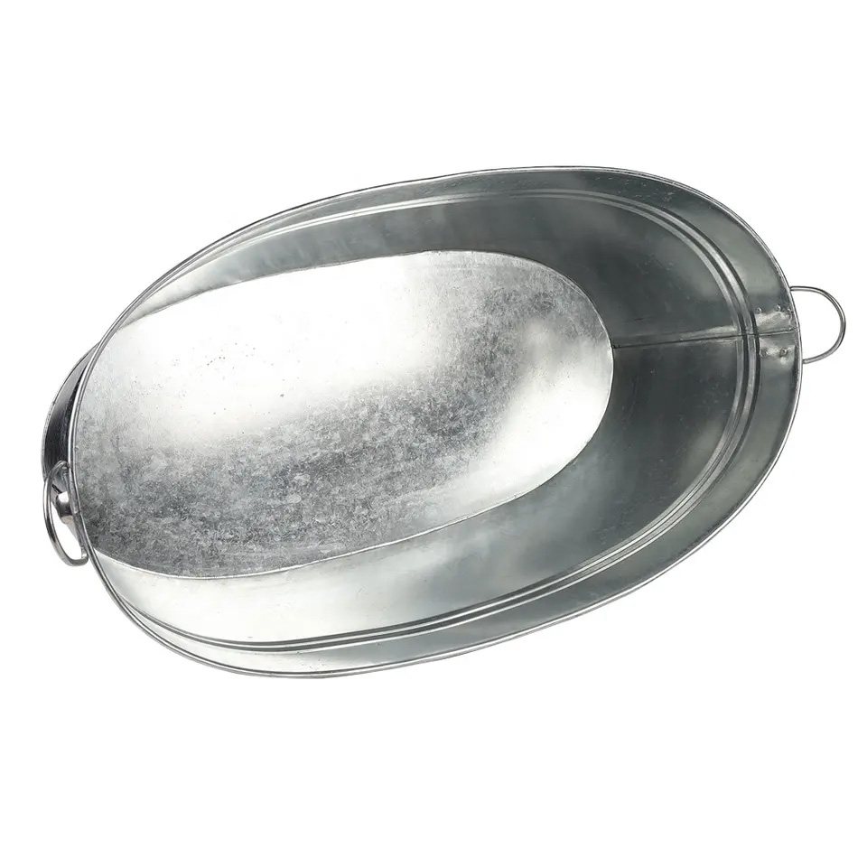 Cubo de hielo ovalado Corona 66l Cubo de cerveza de lata de metal galvanizado grande Proveedores 3