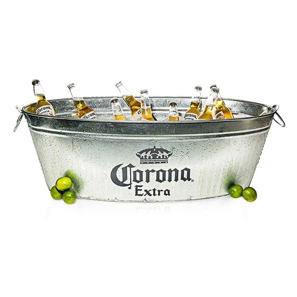 Cubo de hielo ovalado Corona 66l Cubo de cerveza de lata de metal galvanizado grande Proveedores 2