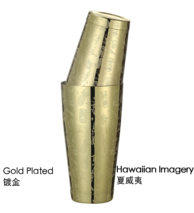 Shaker à cocktail Boston personnalisé avec motif gravé 丨 longrichbar 2