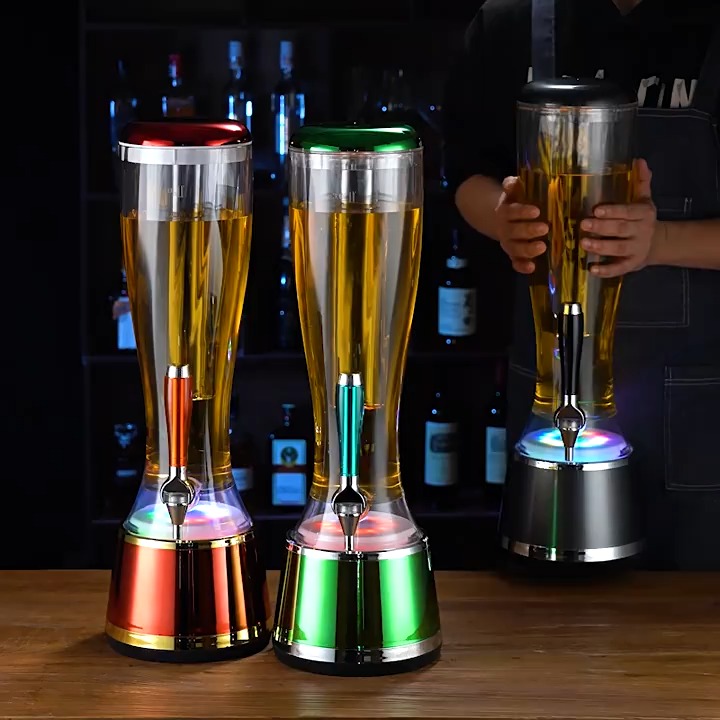 Novo dispensador de bebidas em torre de cerveja de 3 litros com luzes LED 1