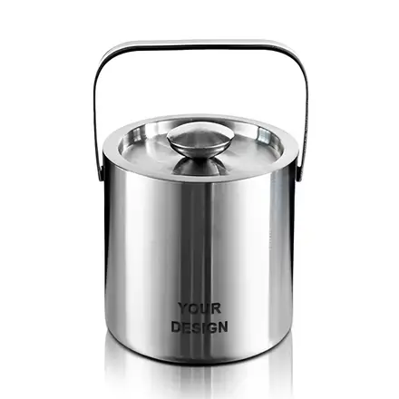 Secchiello Ghiaccio Acciaio Inox 1.5L Con Pinze E Coperchio - Finitura Martellata - Foto 3