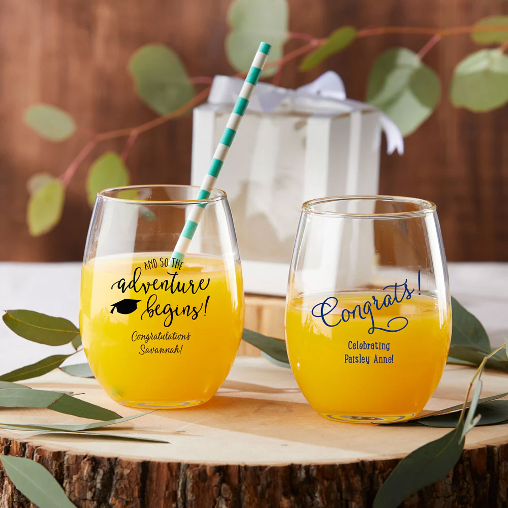 Bicchieri da vino senza stelo in plastica personalizzati 5