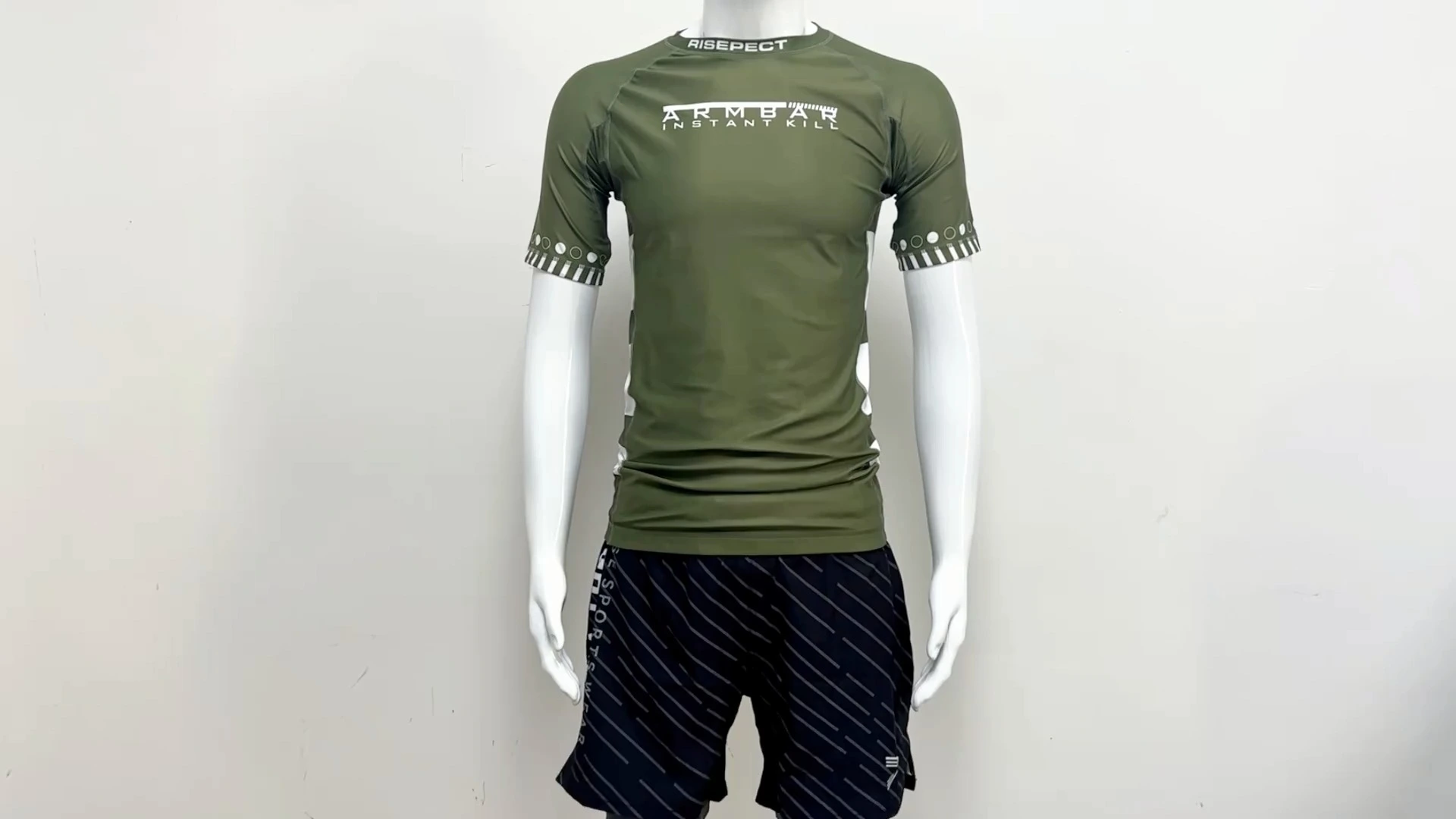 Custom Bjj Short Sleeve Rash Guard MMA Wholesale Army Green 1