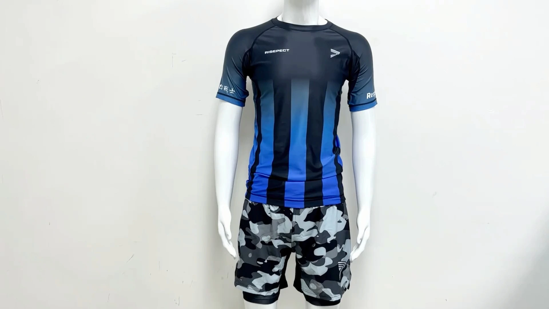 Rise 2.0 Custom BJJ Short Sleeve Rash Guard MMA Rash Guard Wholesale Blue black gradient 1