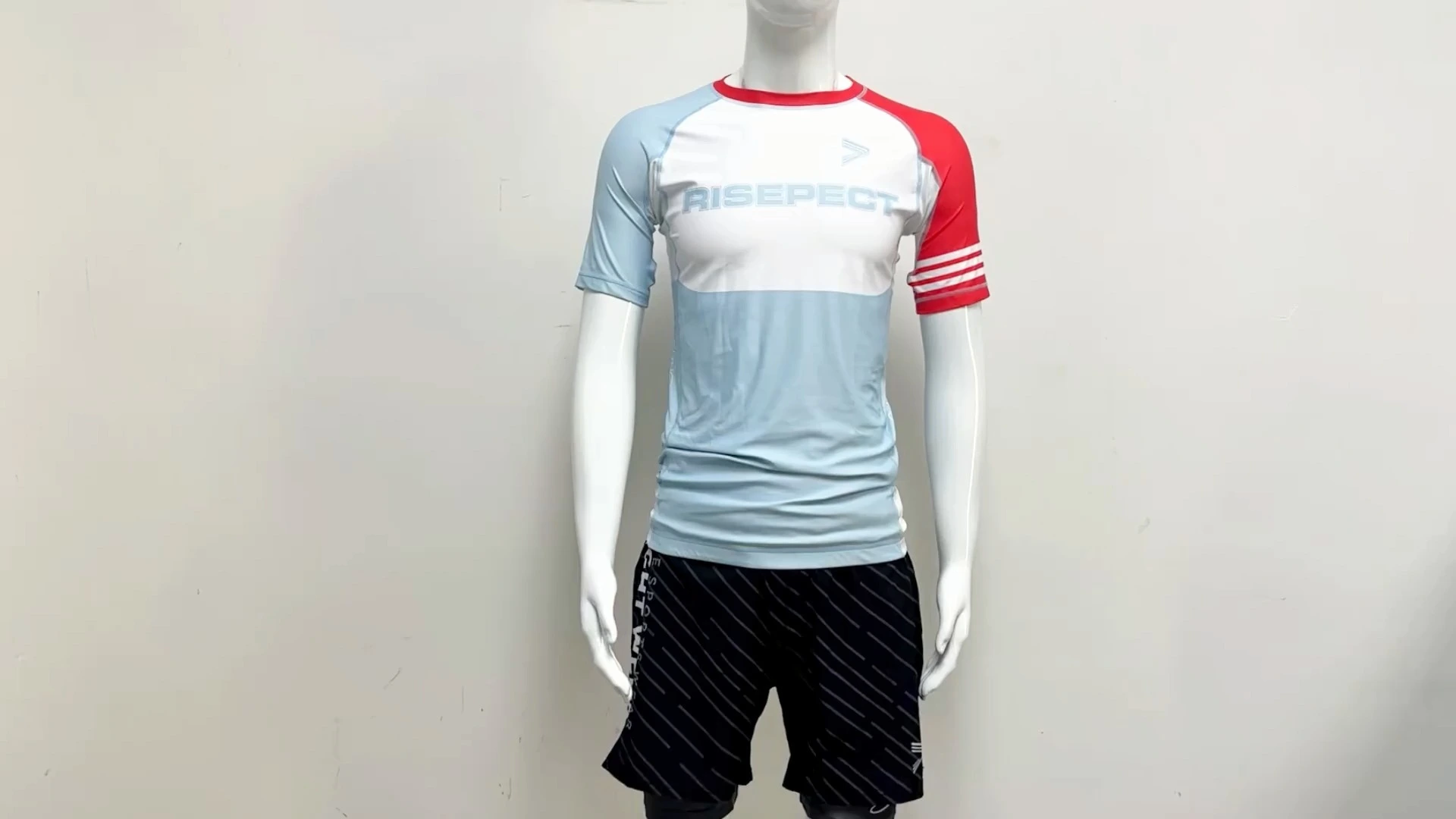 Rise 2.0 Custom Bjj Short Sleeve Rash Guard MMA Wholesale Blue Red Contrast 1