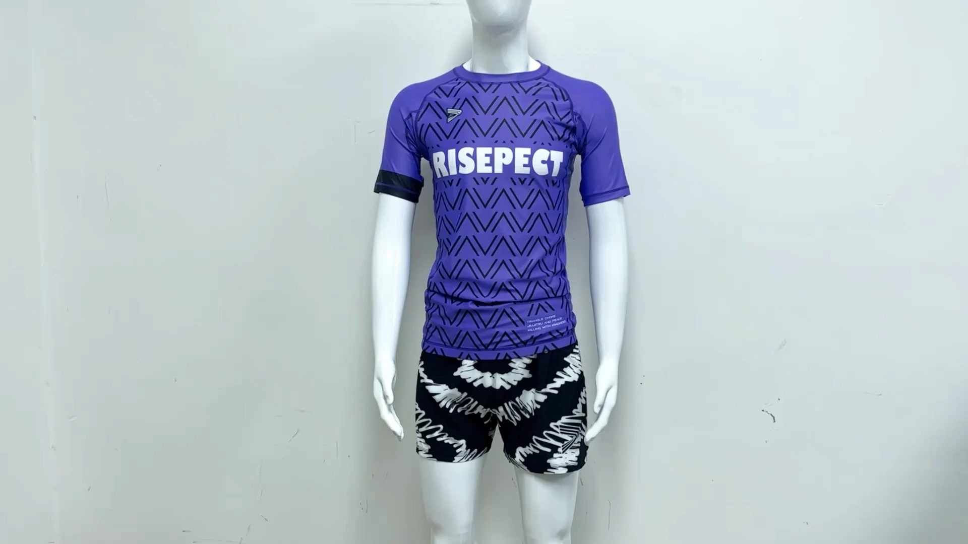 Custom Bjj Short Sleeve Rash Guard MMA Purple Wave-stripes 1