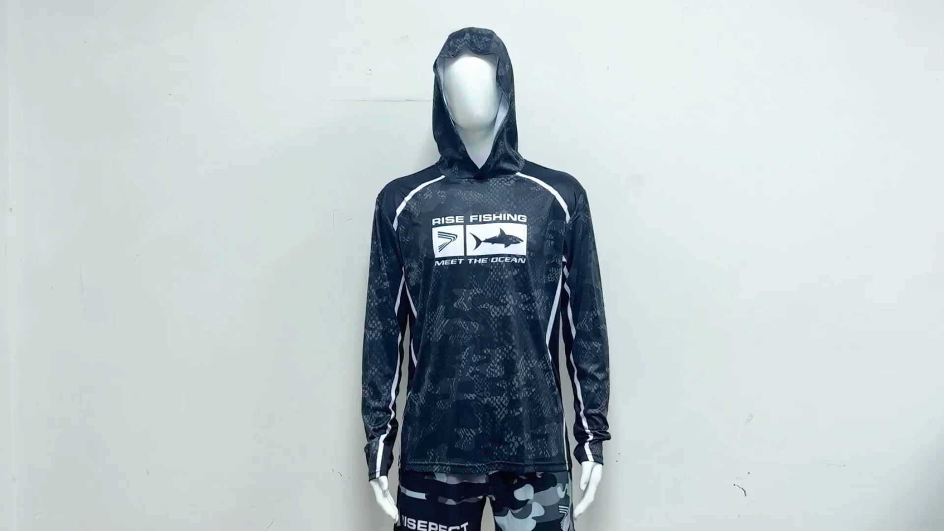 Rise Camouflage Hunt Fishing Jersey Hoodie Black Camo 1