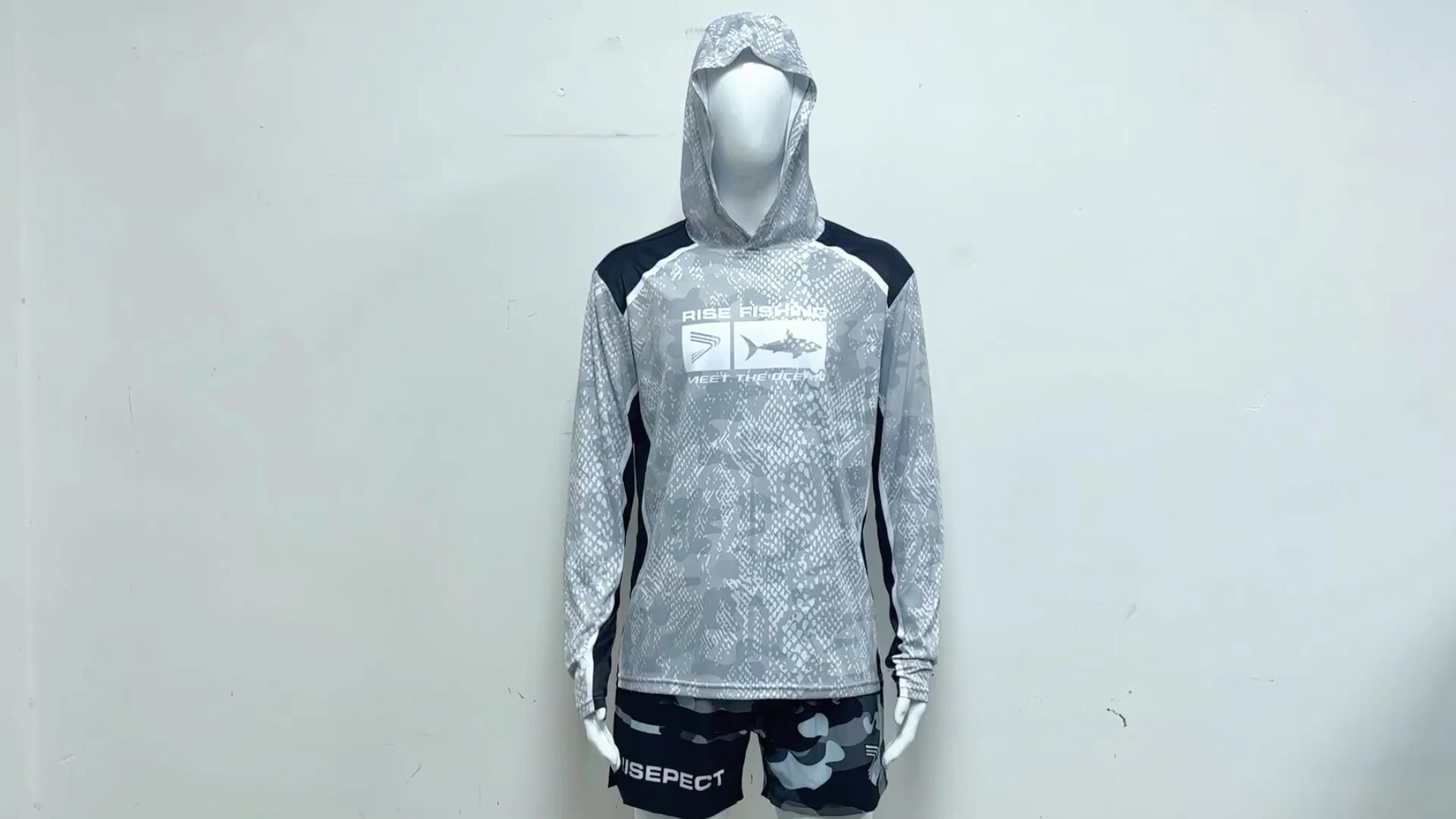 Rise Camouflage Hunt Fishing Jersey Hoodie White Camo 1