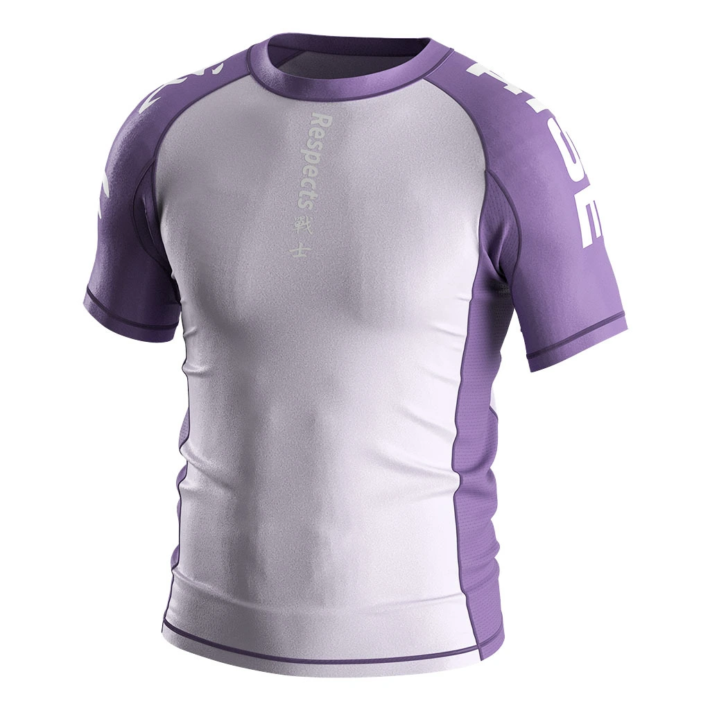 Rise 2.0 Custom Bjj Short Sleeve Rash Guard MMA Wholesale Light Purple Warrior Sword 1