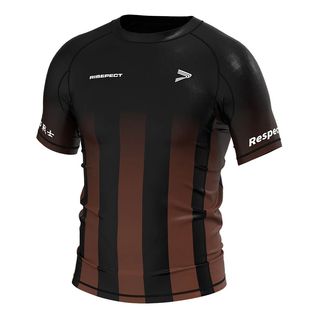 Rise 2.0 Custom BJJ Short Sleeve Rash Guard MMA Rash Guard Wholesale Blue Brown gradient 1