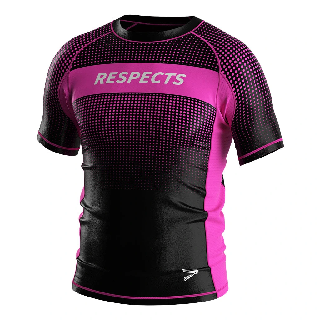Rise 2.0 Custom Wholesale Bjj MMA Short Sleeve Rash Guard Pink dots 1