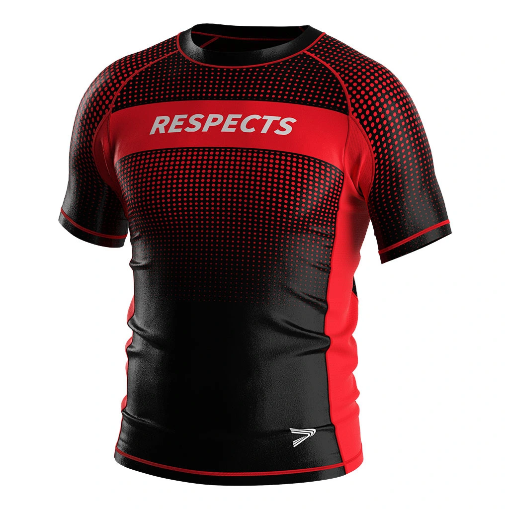Rise 2.0 Custom Wholesale Bjj MMA Short Sleeve Rash Guard Red dots 1