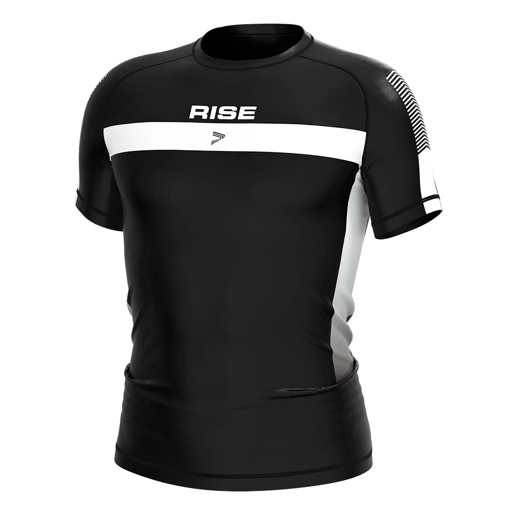 Rise 2.0 Custom Wholesale Bjj MMA Short Sleeve Rash Guard Black 1