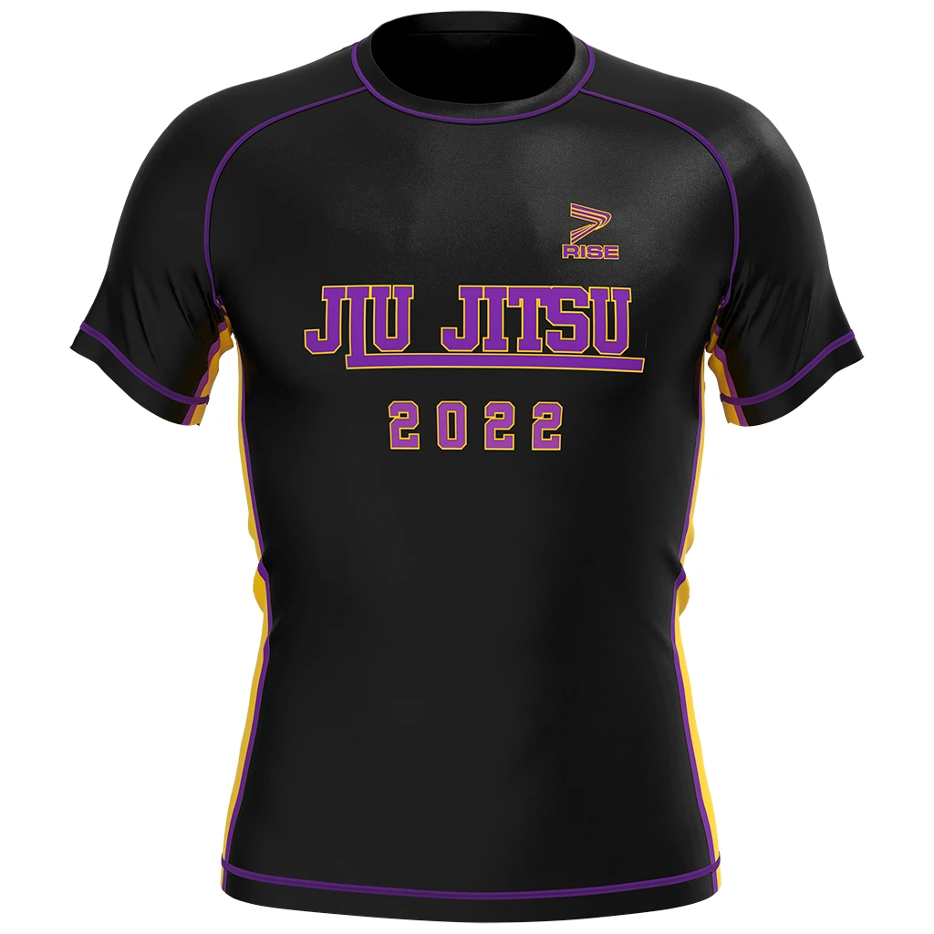 Rise MMA BJJ JIUJITSU Short Sleeve Rash Guard Black jiujitsu 1