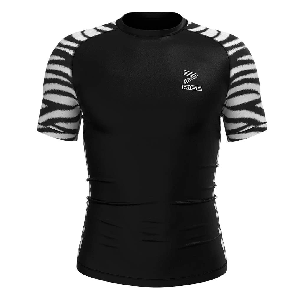 Rise MMA BJJ JIUJITSU Short Sleeve Rash Guard zebra 1
