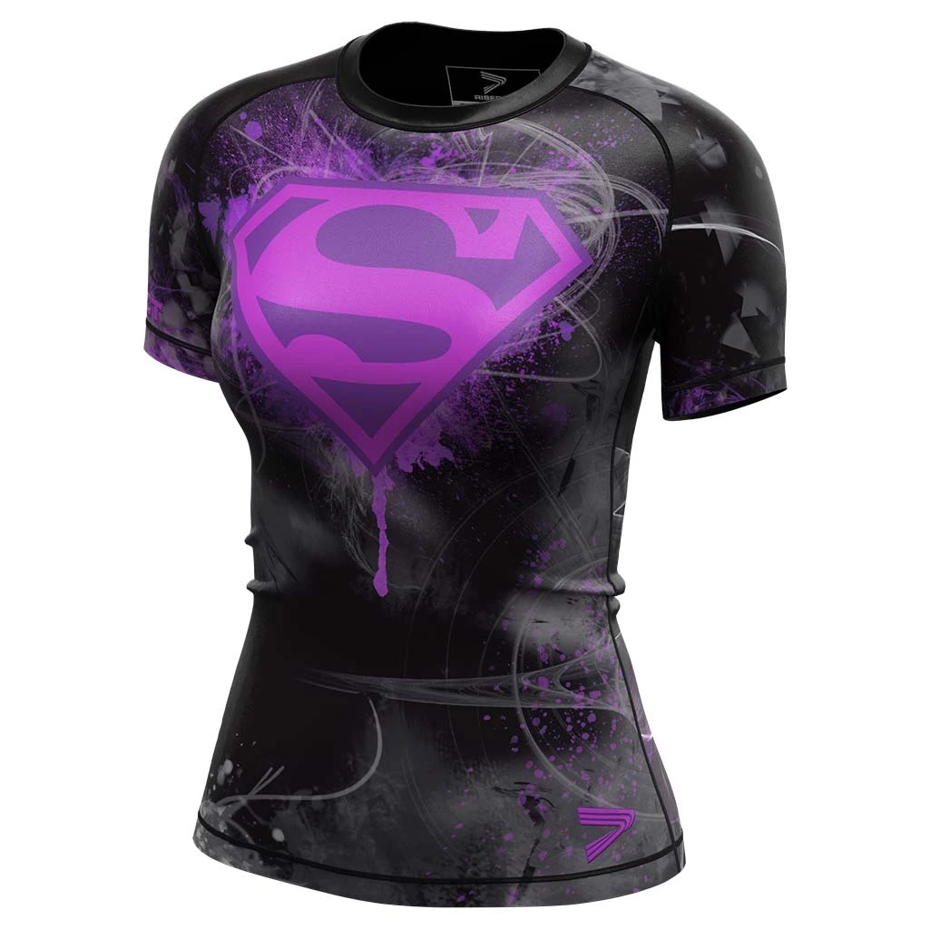 Rise MMA BJJ JIUJITSU Short Sleeve Rash Guard Woman Superman 1
