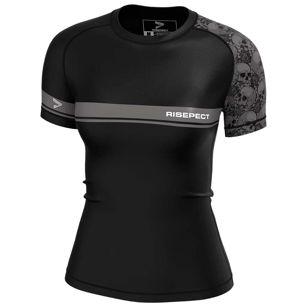 Rise MMA BJJ JIUJITSU Short Sleeve Rash Guard Woman Black 1