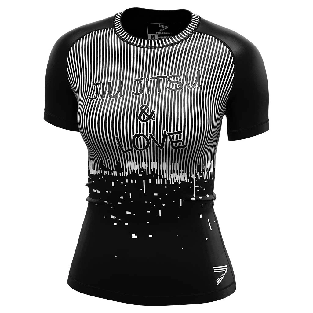 Rise MMA BJJ JIUJITSU Short Sleeve Rash Guard Woman Stripe 1