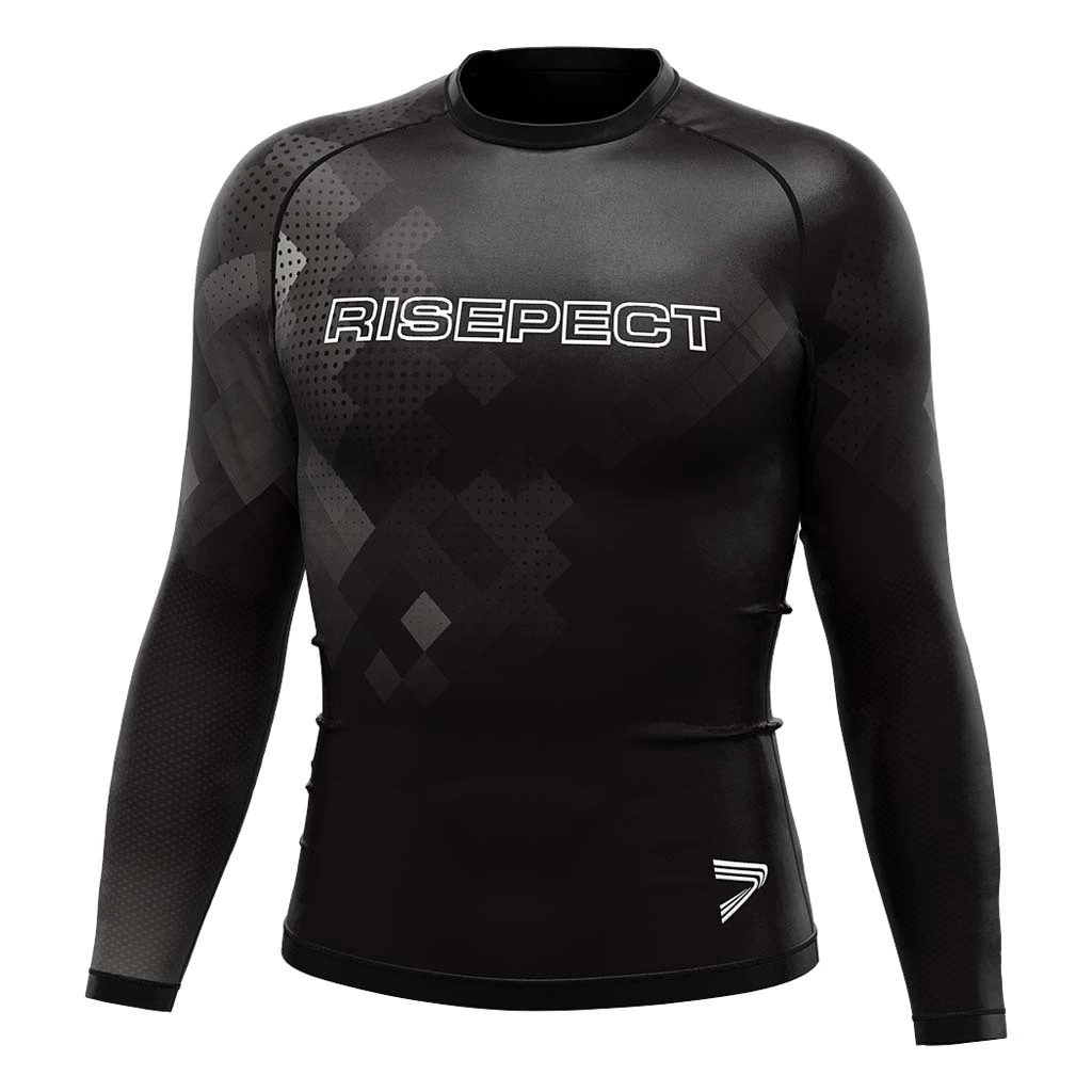 RisePect JIUJITSU MMA BJJ Long Sleeve Rash Guard black square 1