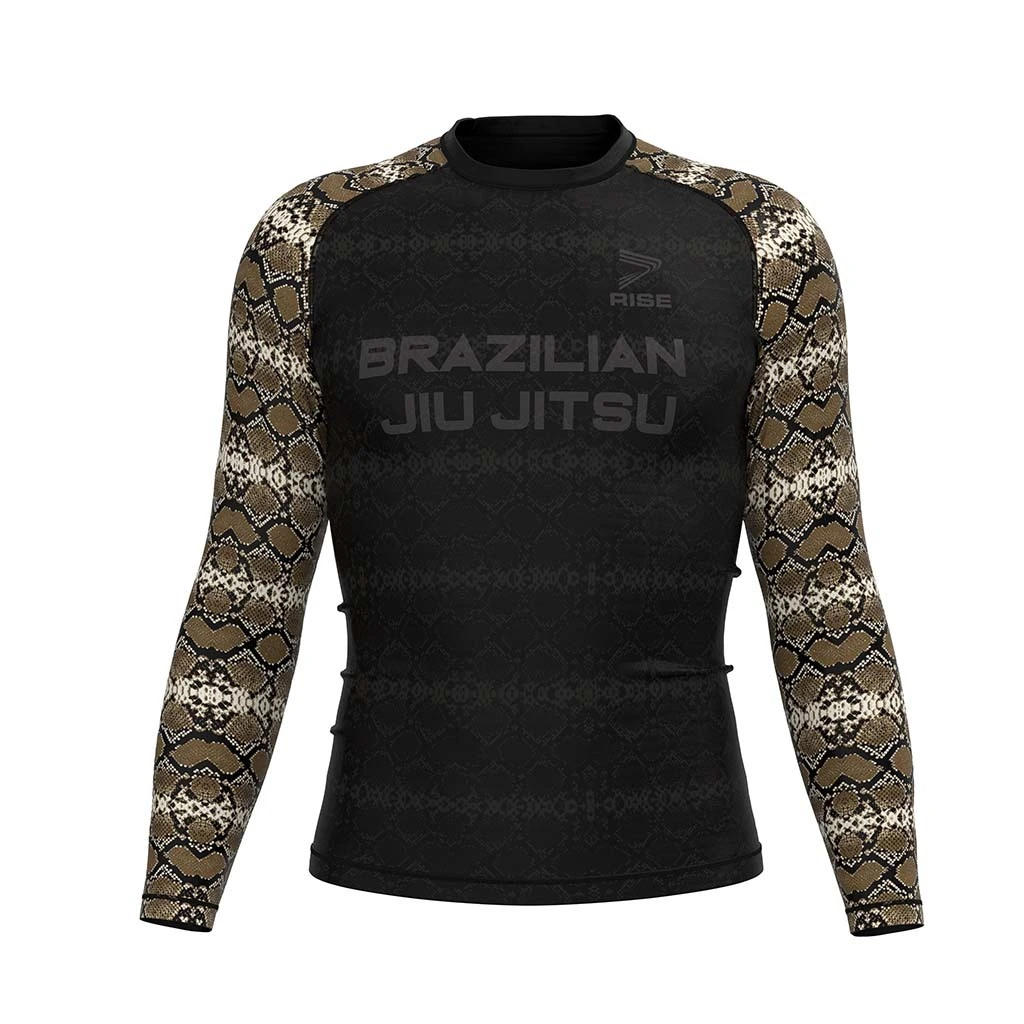Rise JIUJITSU MMA BJJ Long Sleeve Rash Guard Black snake's skin 1