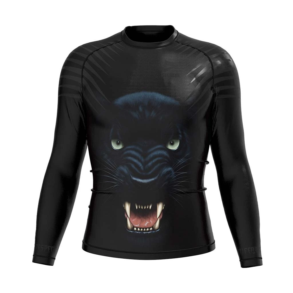 Rise JIUJITSU MMA BJJ Long Sleeve Rash Guard panther 1