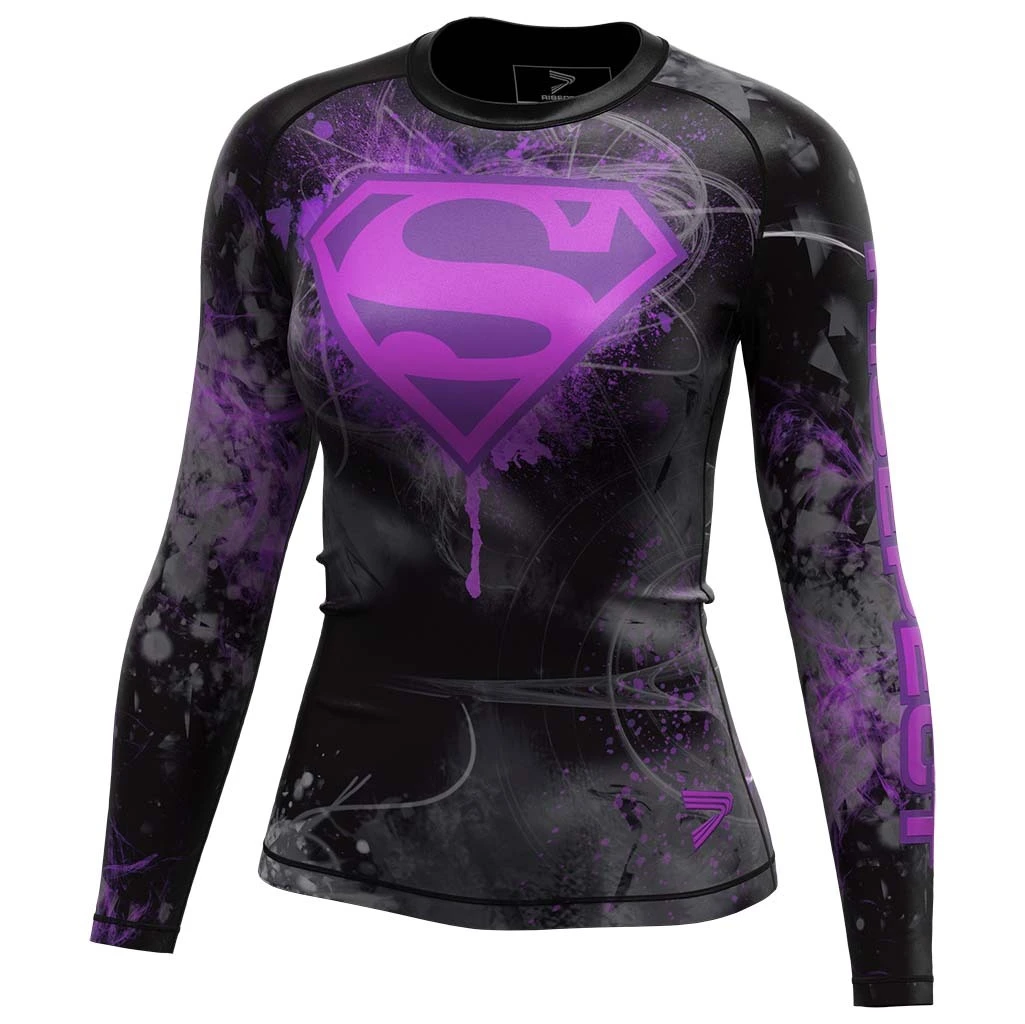 Rise JIUJITSU MMA BJJ Long Sleeve Rash Guard Black Superwoman 1