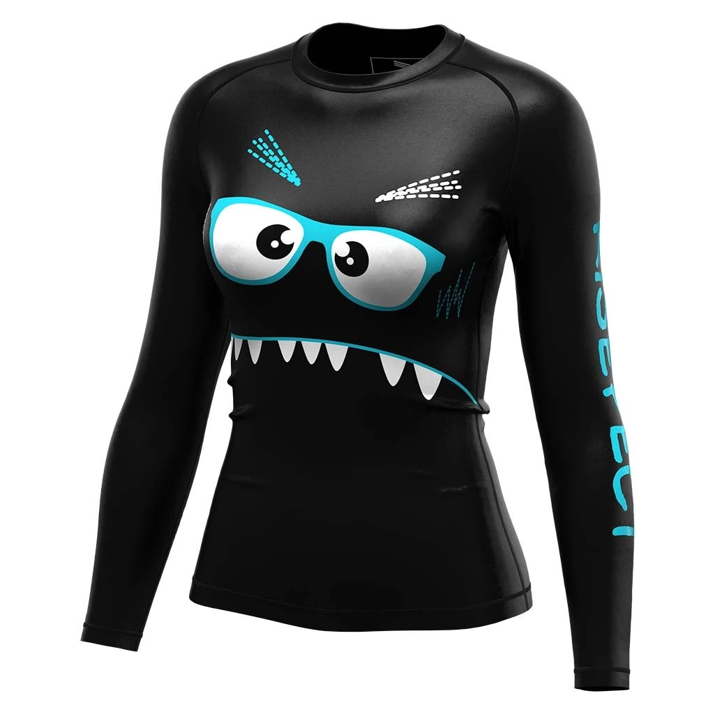 Rise JIUJITSU MMA BJJ Long Sleeve Rash Guard Black Woman Eye 1