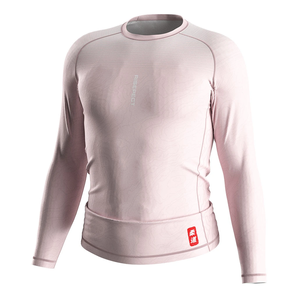 Rise 2.0 JIUJITSU MMA BJJ Long Sleeve Rash Guard Pink Line 1