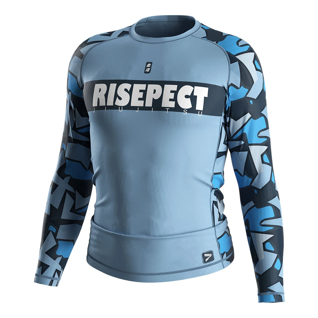 Rise 2.0 JIUJITSU MMA BJJ Long Sleeve Rash Guard Dark Blue Camo 1