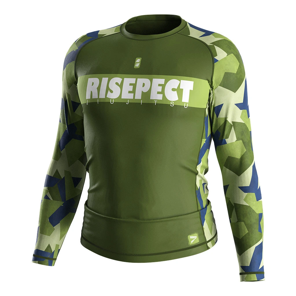 Rise 2.0 JIUJITSU MMA BJJ Long Sleeve Rash Guard Army Green Camo 1