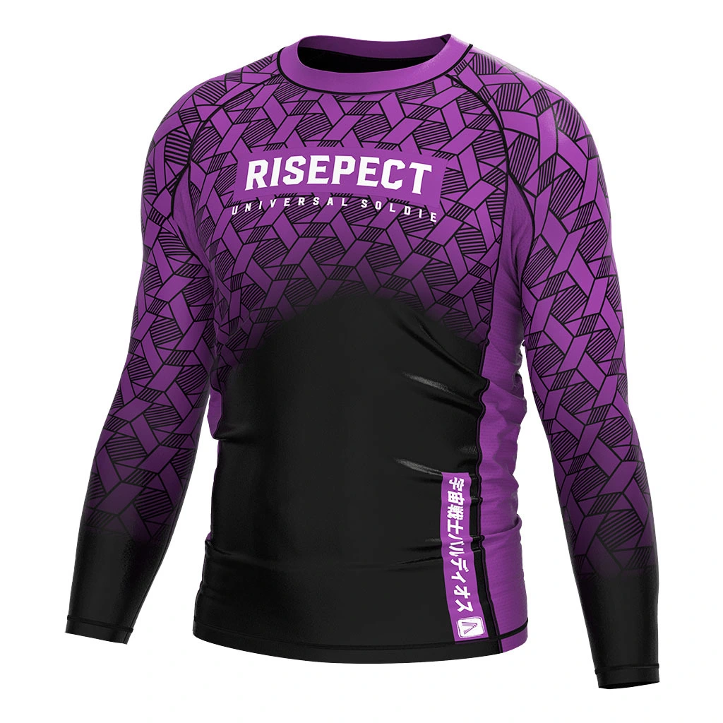 Rise 2.0 JIUJITSU MMA BJJ Long Sleeve Rash Guard Purple Black Gradient 1