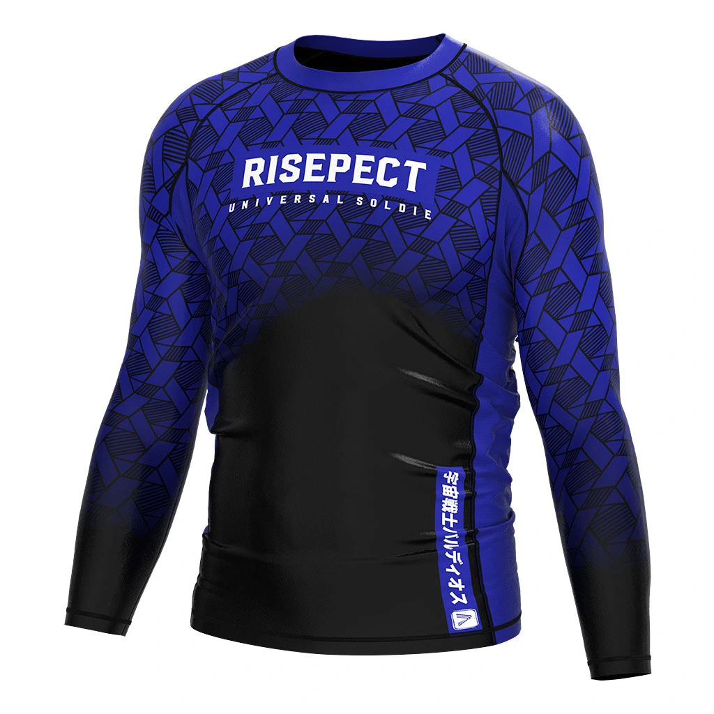 Rise 2.0 JIUJITSU MMA BJJ Long Sleeve Rash Guard Blue Black Gradient 1