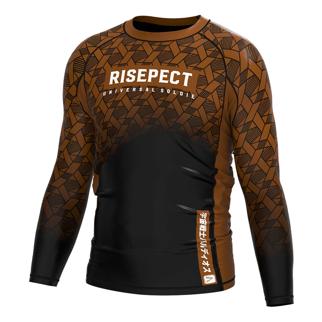 Rise 2.0 JIUJITSU MMA BJJ Long Sleeve Rash Guard Brown Black Gradient 1
