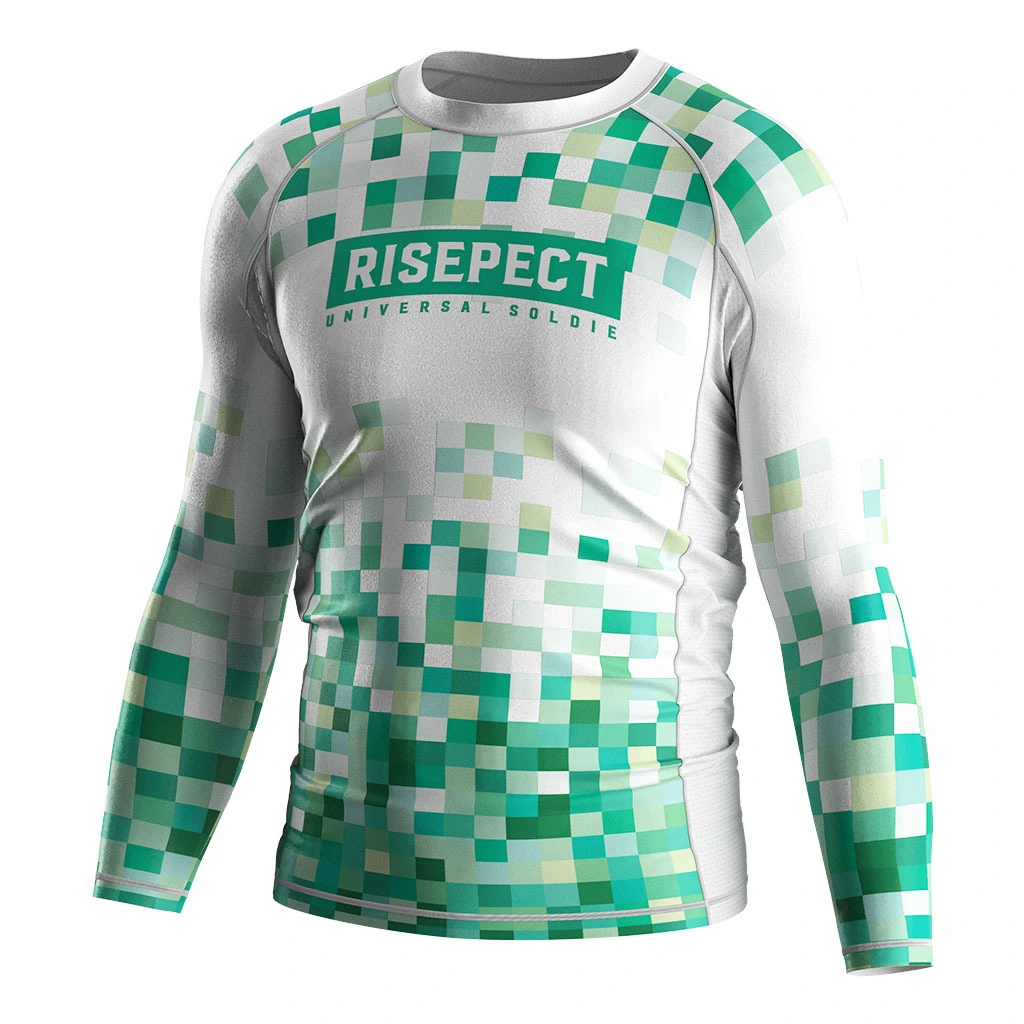 Rise 2.0 JIUJITSU MMA BJJ Long Sleeve Rash Guard Green Square 1