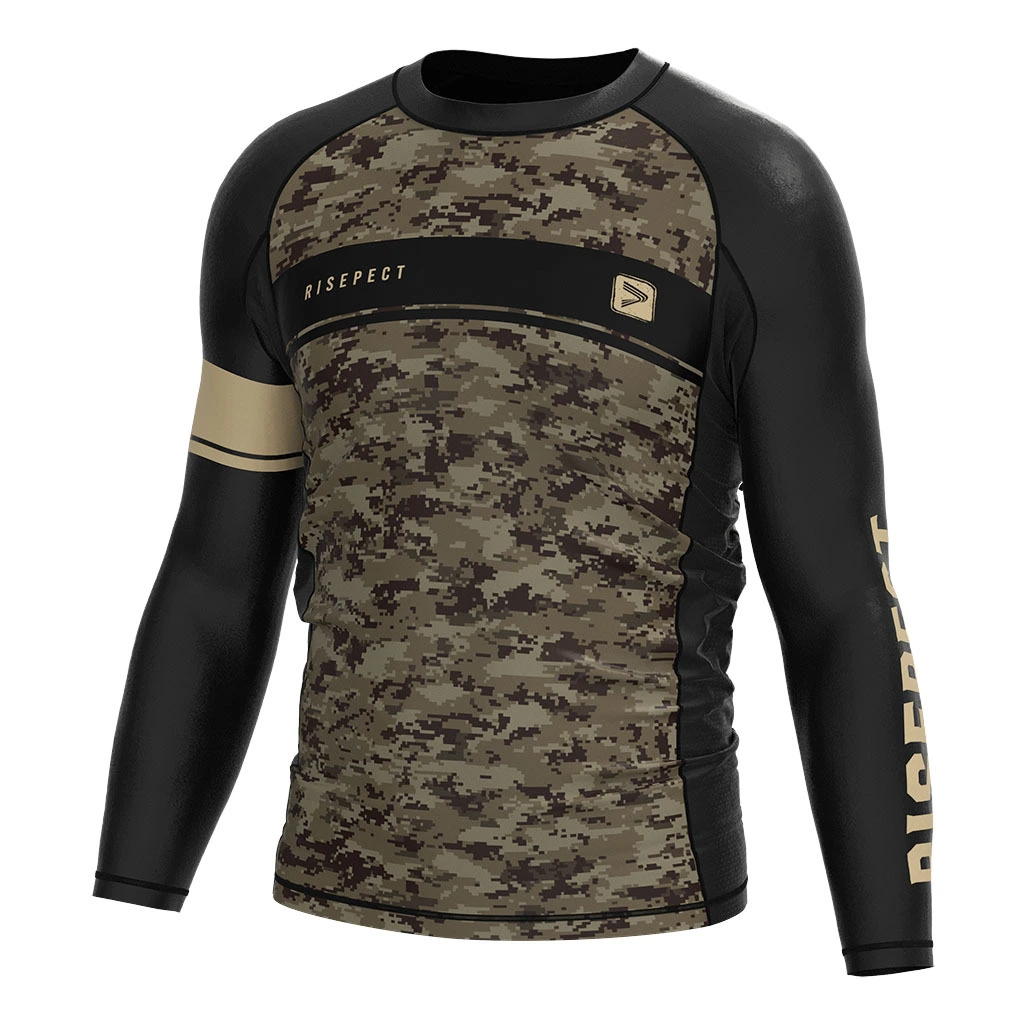 Rise 2.0 JIUJITSU MMA BJJ Long Sleeve Rash Guard Green Camo 1