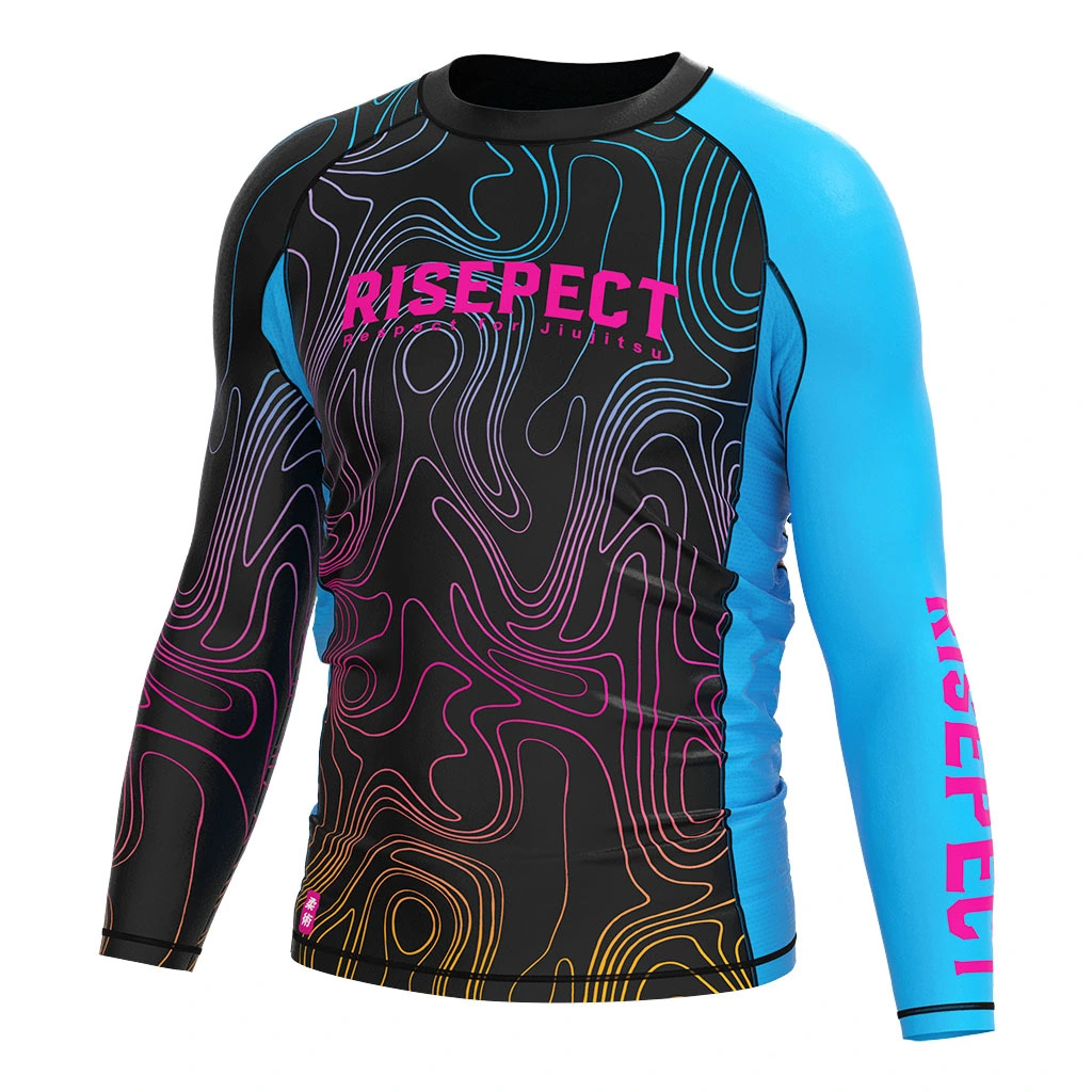 Rise 2.0 JIUJITSU MMA BJJ Long Sleeve Rash Guard Colored Lines 1
