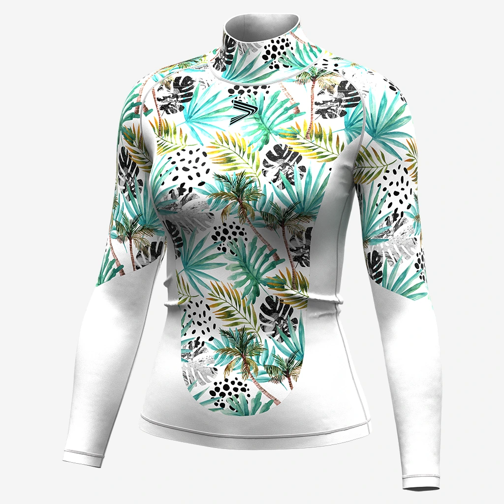 Rise Surf Long Sleeve Rash Guard swimming woman leaf 1