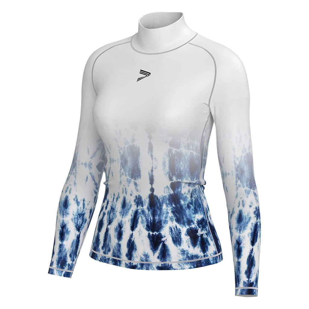Risepect BJJ Long Sleeve Rash Guard Swimming Woman Blue Tie-dye 1