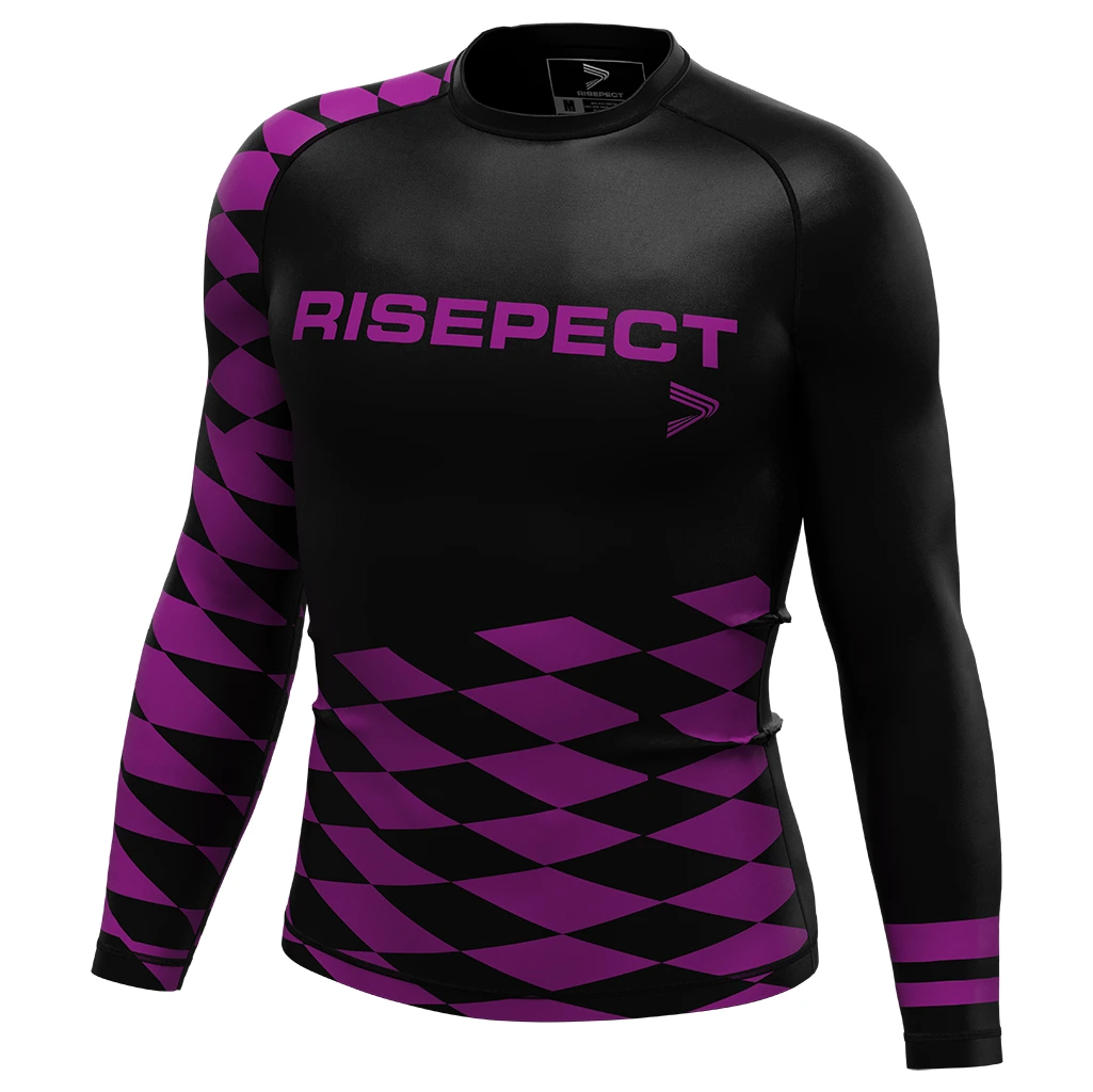 Rise JIUJITSU MMA BJJ Long Sleeve Rash Guard swimming Men's Square 1