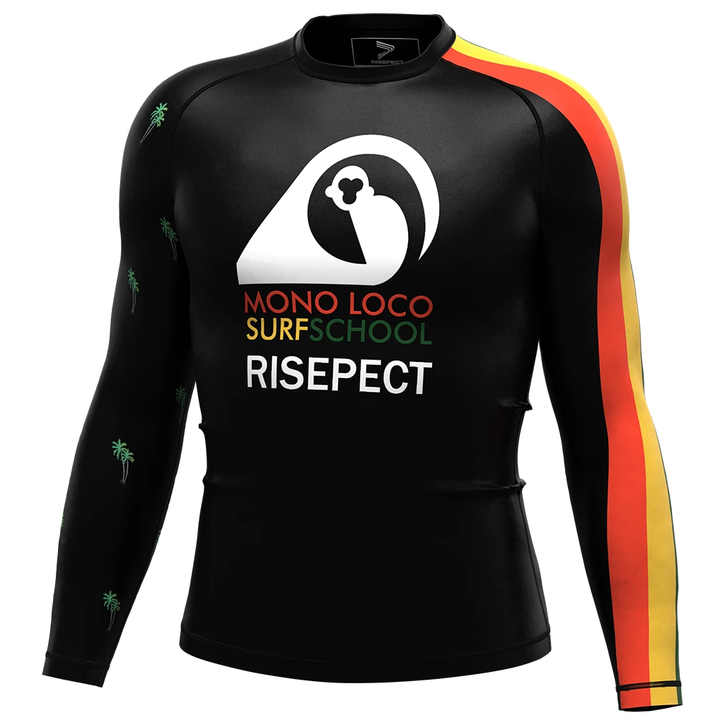 Rise JIUJITSU MMA BJJ Long Sleeve Rash Guard swimming Men's Black monkey 1